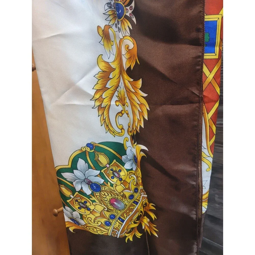 Vintage Large baroque scroll pattern Design Silk Scarf NIP